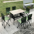 Table pliante de table avec chaise Ensemble de chaise pliante de camping en plein air 7 pièces